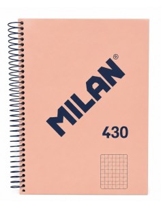 CUADERNO ESPIRAL A5 CUADRÍCULA 430 ROSA (Milán)