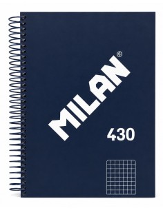 CUADERNO ESPIRAL A5 CUADRÍCULA 430 AZUL (Milán)