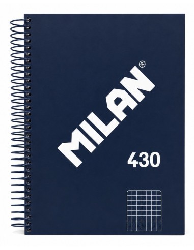 CUADERNO ESPIRAL A5 CUADRÍCULA 430 AZUL (Milán)