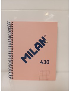 CUADERNO ESPIRAL A5 CUADRÍCULA 430 ROSA (Milán)