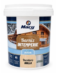 BARNIZ INTEMPERIE AL AGUA INCOLORO BRILLO 750ml (Macy)