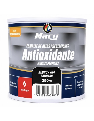 ESMALTE ANTIOXIDANTE SATINADO NEGRO 704   250ml ALTAS PRESTACIONES (Macy)