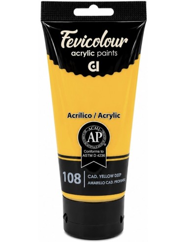 PINTURA ACRÍLICA FEVICOLOUR AMARILLO CADMIO PROFUNDO Nº108 200ml