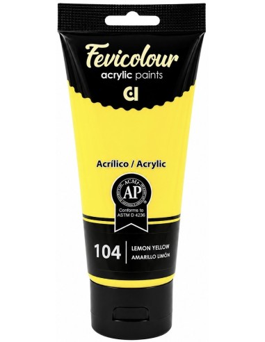 PINTURA ACRÍLICA FEVICOLOUR AMARILLO LIMÓN Nº104 200ml