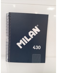 CUADERNO ESPIRAL A5 CUADRÍCULA 430 AZUL (Milán)