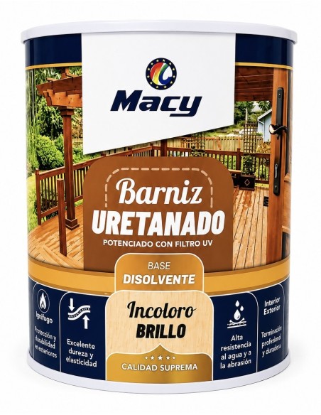BARNIZ URETANADO INCOLORO BRILLO 750ml (Macy)