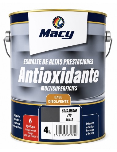 ESMALTE ANTIOXIDANTE BRILLO GRIS MEDIO 719  4lt ALTAS PRESTACIONES (Macy)