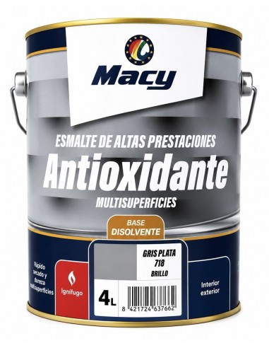 ESMALTE ANTIOXIDANTE BRILLO GRIS PLATA 718  4lt ALTAS PRESTACIONES (Macy)