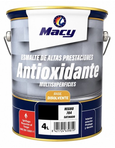 ESMALTE ANTIOXIDANTE SATINADO NEGRO 704  4lt ALTAS PRESTACIONES (Macy)