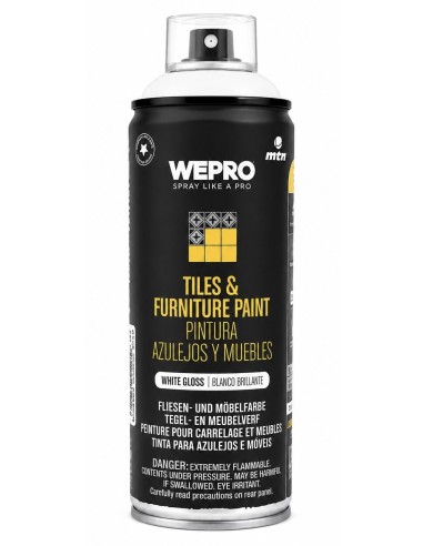 SPRAY PINTURA AZULEJOS Y MUEBLES BRILLANTE BLANCO 400ml (MTN)