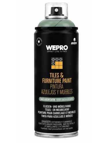SPRAY PINTURA AZULEJOS Y MUEBLES SATINADO VERDE SALVIA 400ml (MTN)