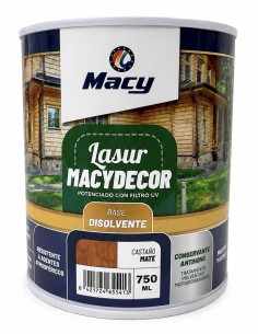 MACYDECOR LASUR AL DISOLVENTE MATE CASTAÑO 750 ml (Macy)
