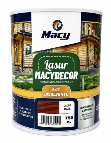 MACYDECOR LASUR AL DISOLVENTE MATE CAOBA 750 ml (Macy)