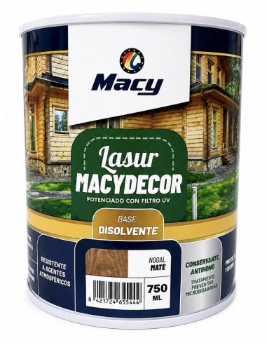 MACYDECOR LASUR AL DISOLVENTE MATE NOGAL 750 ml (Macy)