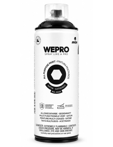SPRAY WEPRO BASE DISOLVENTE RAL 9005 SATINADO NEGRO COSMOS 400ml