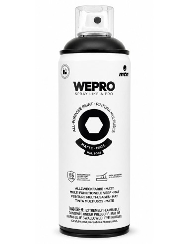 SPRAY WEPRO BASE DISOLVENTE RAL 9005 MATE NEGRO COSMOS  400ml
