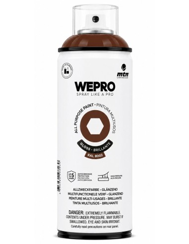 SPRAY WEPRO BASE DISOLVENTE RAL 8002 MARRÓN WHISKEY  400ml