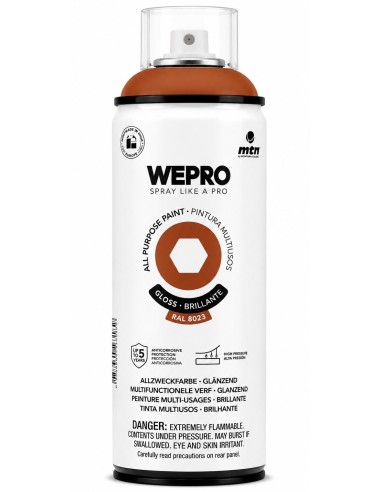 SPRAY WEPRO BASE DISOLVENTE RAL 8023 MARRÓN CUERO  400ml