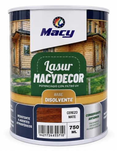 MACYDECOR LASUR AL DISOLVENTE MATE CEREZO 750 ml (Macy)