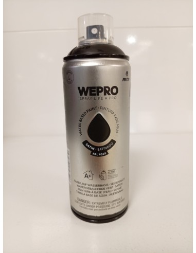 SPRAY WEPRO BASE AGUA SATINADO NEGRO COSMOS RAL 9005 400ml