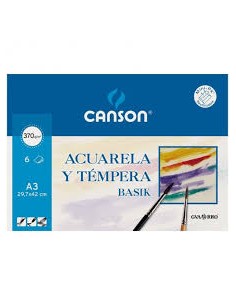 MINIPACK ACUARELA Y TÉMPERA A3 (sobre) 6 HOJAS 370g/m2