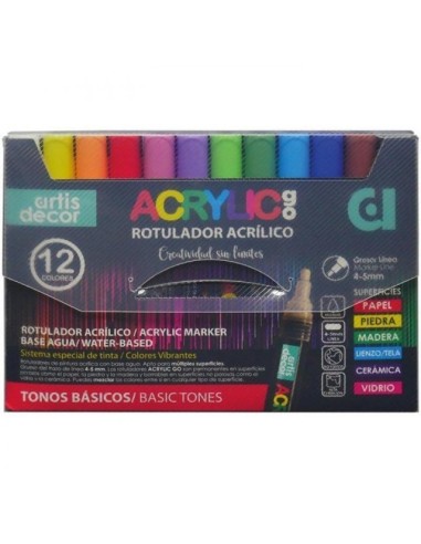 SET 12 ROTULADORES ACRYLIC GO TONOS BÁSICOS (4-5mm)