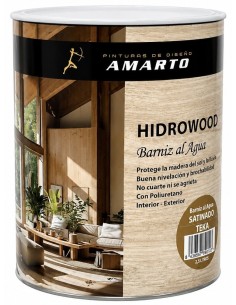 HIDROWOOD BARNIZ TINTE  AL AGUA SATINADO TEKA 750ml (Amarto)
