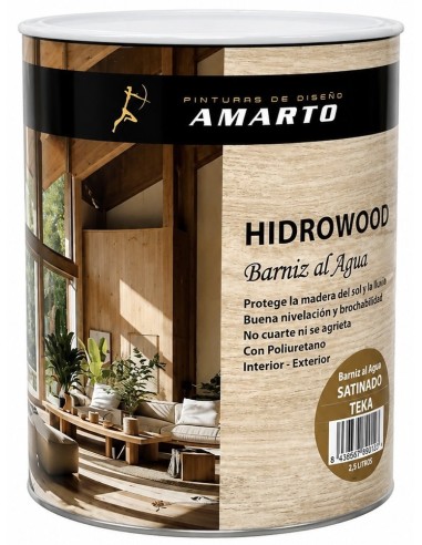 HIDROWOOD BARNIZ TINTE  AL AGUA SATINADO TEKA 750ml (Amarto)
