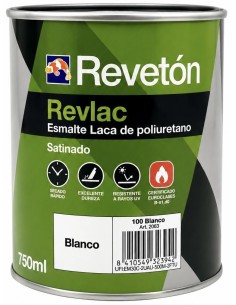 ESMALTE LACA DE POLIURETANO REVLAC BLANCO SATINADO 750ml (Revetón)