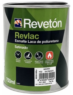 ESMALTE LACA DE POLIURETANO REVLAC NEGRO SATINADO 750ml (Revetón)