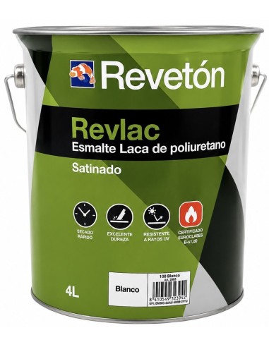 ESMALTE LACA DE POLIURETANO REVLAC BLANCO SATINADO 4lt (Revetón)