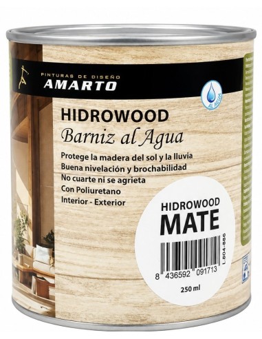 HIDROWOOD BARNIZ MARINO AL AGUA MATE INCOLORO 250ml (Amarto)