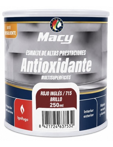 ESMALTE ANTIOXIDANTE BRILLO ROJO INGLÉS 715   250ml ALTAS PRESTACIONES (Macy)