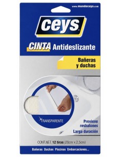 CINTA ANTIDESLIZANTE TRANSPARENTE (12 Tiras) CEYS