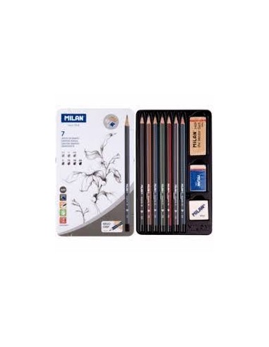 CAJA 7 LÁPICES GRAFITO + ACCESORIOS cód.0716307C (Milán)