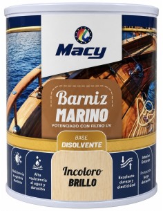BARNIZ MARINO DISOLVENTE INCOLORO BRILLO 375ml (Macy)