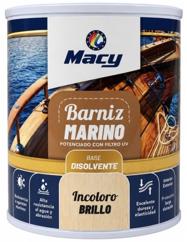 BARNIZ MARINO DISOLVENTE INCOLORO BRILLO 375ml (Macy)