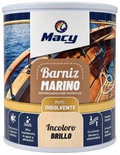 BARNIZ MARINO DISOLVENTE INCOLORO BRILLO 750ml (Macy)