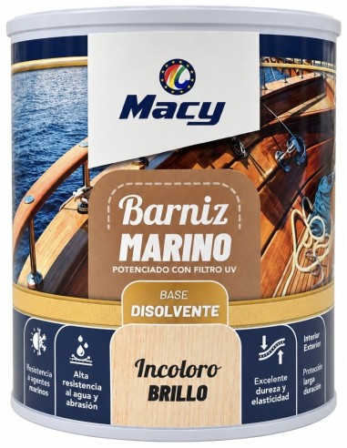 BARNIZ MARINO DISOLVENTE INCOLORO BRILLO 750ml (Macy)