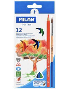 CAJA 12 LÁPICES ACUARELABLES MILÁN cód.0742312