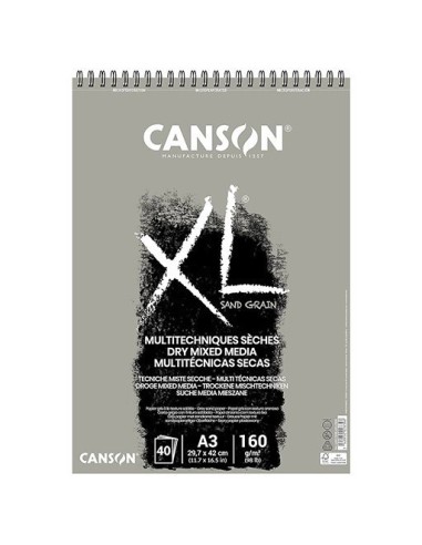 BLOC XL MULTITÉCNICAS SECAS A4 160grs  40hojas GRIS 21x29.7 cm CANSON