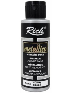 PINTURA ACRÍLICA METALLICS PLATA 03962 120ml (Rich)