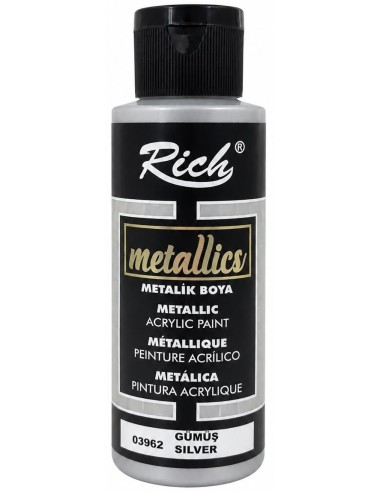 PINTURA ACRÍLICA METALLICS PLATA 03962 120ml (Rich)
