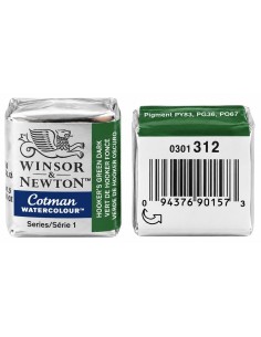 ACUARELA 1/2 GODET VERDE DE HOOKER OSCURO Nº312 W&N COTMAN