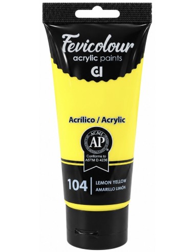 PINTURA ACRÍLICA FEVICOLOUR AMARILLO LIMÓN Nº104 200ml