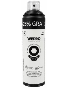 SPRAY WEPRO BASE DISOLVENTE RAL 9005 MATE NEGRO COSMOS + 25% GRATIS 400ml