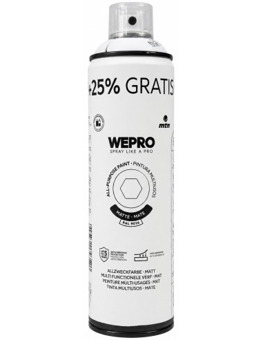 SPRAY WEPRO BASE DISOLVENTE RAL 9016 MATE BLANCO IGLÚ 25% 400ml