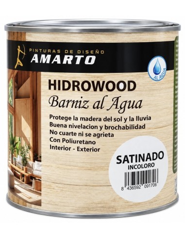 HIDROWOOD BARNIZ MARINO AL AGUA SATINADO INCOLORO 250ml (Amarto)