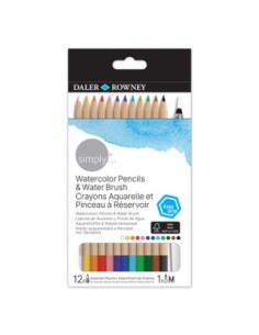 12 LÁPICES DE ACUARELABLES Y PINCEL DE AGUA DALER ROWNEY