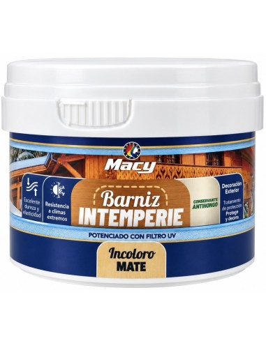 BARNIZ INTEMPERIE AL AGUA INCOLORO MATE 375ml (Macy)